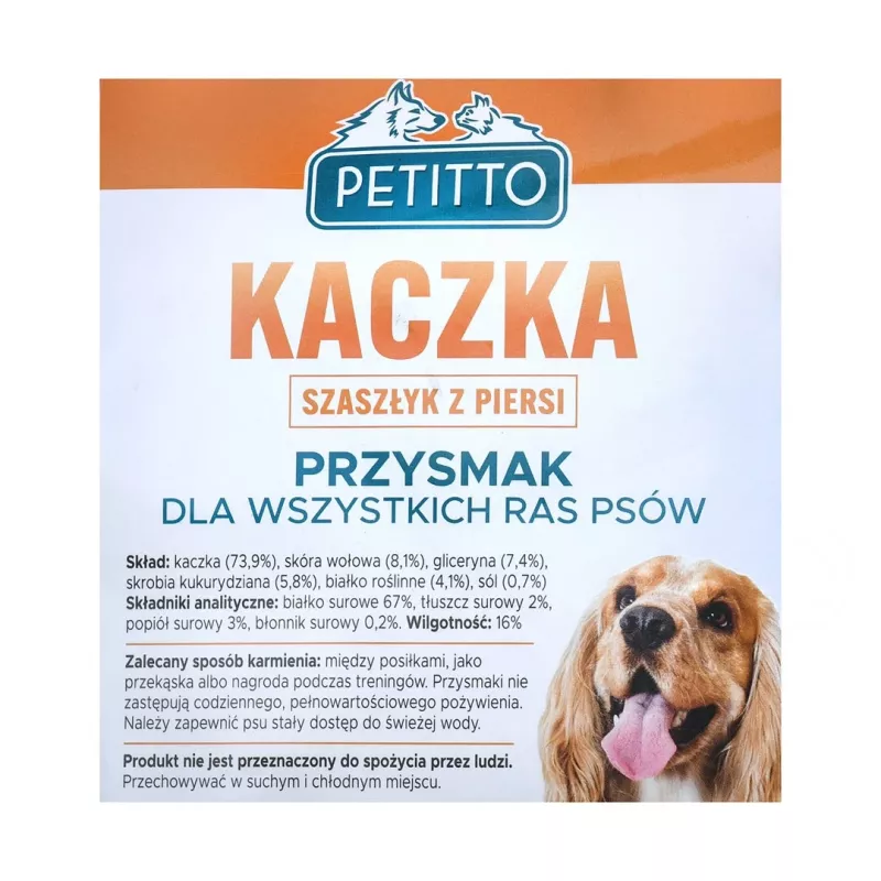 PETITTO Anties krūtinėlės kebabas šunims, funkciniai kieti skanėstai, 500 g, 67% baltymų, be glitimo ir konservantų