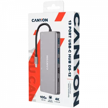 Canyon USB-13-in1 HUB USB-C 2xHDMI 4xUSB 2xUSB-C RJ45 VGA išmanusis dokas