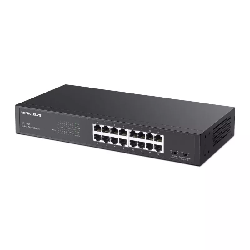 Mercusys MS116GS 16 prievadų Gigabit Ethernet jungiklis (10/100/1000) juodas
