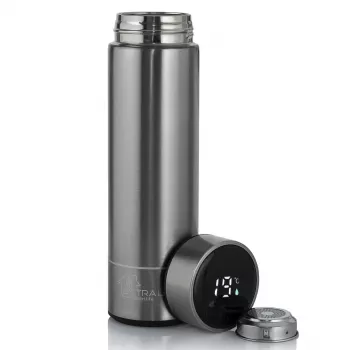 Extralink Smart Travel Mug sidabrinis, termopuodelis su LED ekranu