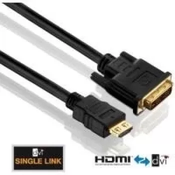 Purelink PureInstall PI3000 – vaizdo kabelis, HDMI / DVI, DVI-D (vyriškas) į HDMI (vyriškas), 2 m, triguba izoliacija, juodas
