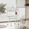 Grindinis TV stovas MACLEAN MC-114 W ekranams nuo 55 iki 100 colių, baltas, VESA iki 900x600, max apkrova 120 kg, aukštis 115–152 cm, lentyna
