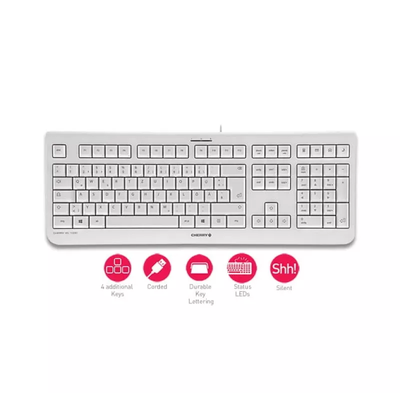 CHERRY KC 1000 klaviatūra namams USB, šveicariškas išdėstymas, pilka