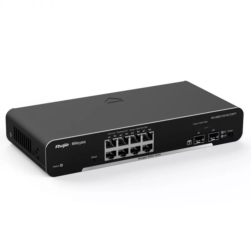 Ruijie Networks RG-NBS3100-8GT2SFP tinklo jungiklis Valdomas L2 Gigabit Ethernet (10/100/1000) Juodas