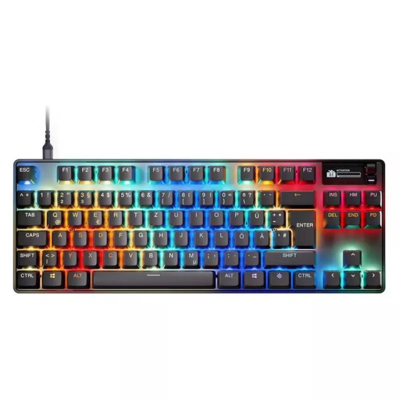 Mechaninė žaidimų klaviatūra STEELSERIES Apex Pro TKL Gen 3 OmniPoint — be skaičių bloko, reguliuojamas jungiklių jautrumas, kompaktiškas išdėstymas