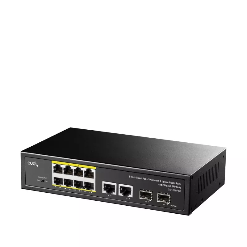 Cudy GS1010PS2 tinklo jungiklis, nevaldomas, Gigabit Ethernet (10/100/1000), PoE, juodas