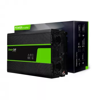Keitiklis Green Cell INV20, nuolatinė 24 V į kintamą 230 V, 4000 W, 50 Hz, 40 A įėjimas, vidaus, juodas