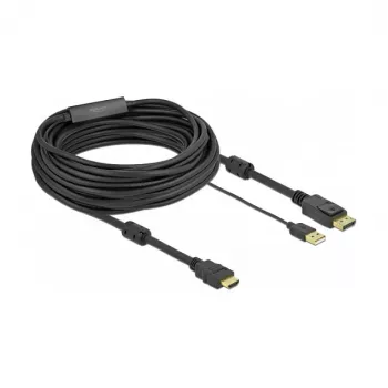 Vaizdo kabelio adapteris DeLOCK 85968 10 m HDMI Type A – DisplayPort + USB Type-A juodas