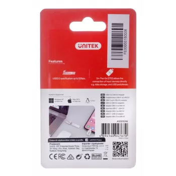 UNITEK ADAPTERIS USB-C – USB-A 3.1 GEN1, M/F, A1025GNI