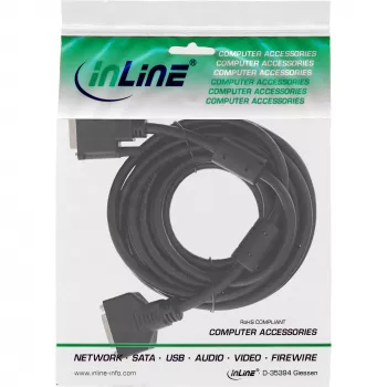 InLine DVI-D kabelis 24+1 M/F, Dual Link, 2 ferito žiedai, 3 m