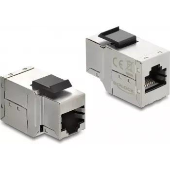 Delock 90835 Keystone modulio sujungimo adapteris RJ45 lizdas – RJ45 lizdas, Cat.6A, ekranuotas, su juodu plastikiniu fiksatoriumi
