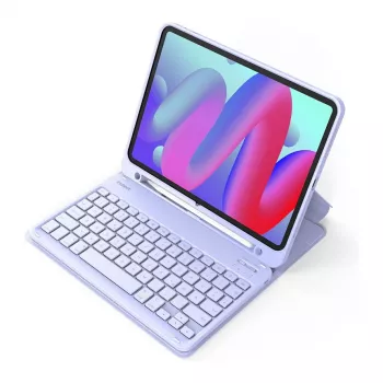 Bevielis Bluetooth klaviatūra Inateck KB04002 su jutikliniu kilimėliu, QWERTY, 280 mAh baterija, violetinė – skirta iPad Air 11 colių (6/7 kartos)