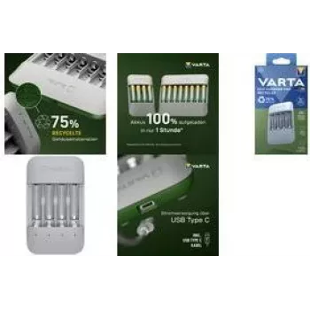 Varta Eco Charger Pro USB įkroviklis NiMH AA/AAA baterijoms, 1 val., pilka