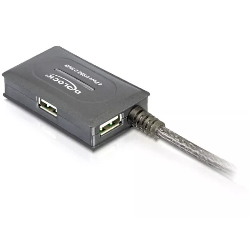 DeLock USB 2.0 prailginimo kabelis su 4 prievadų šakotuvu, 10 m, aktyvus (82748)