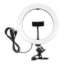 LED žiedinis apšvietimas 26 cm su telefono laikikliu ir spaustuku, USB