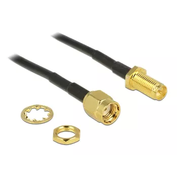 Koaksialinis kabelis DeLOCK 88876 RP-SMA standartinis 0,2 m juodas