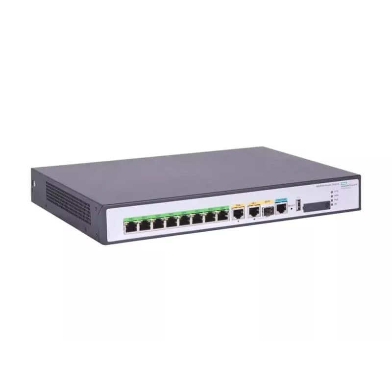 HPE FlexNetwork MSR958X maršrutizatorius su 8 prievadų jungikliu, 1GbE, 6 WAN prievadais, Wi-Fi, montuojamas į stovą (S0P11A)