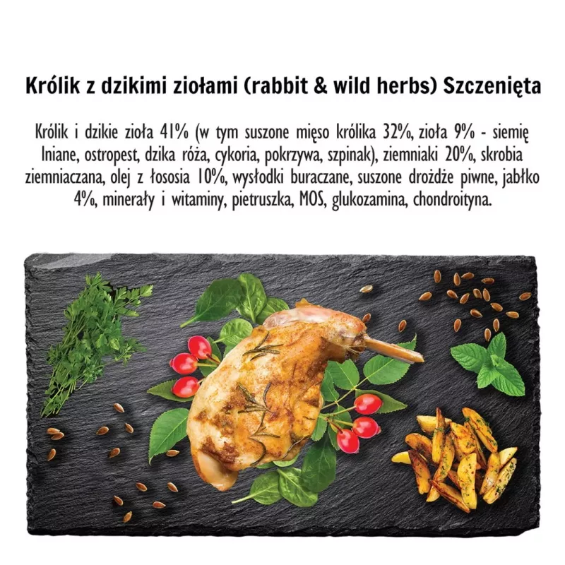 PAKA ZWIERZAKA Puppy Rabbit with wild herbs S – sausas šunų ėdalas – 9kg