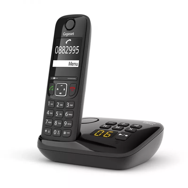 Gigaset AS690A Analoginis/DECT telefonas su skambučio numerio rodymu Juodas