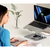 Unitek D1109B01 stovas nešiojamam kompiuteriui – aliumininis reguliuojamas stovas su nuimamu USB‑C HDMI 4K PD 100W, 2x USB‑A, RJ‑45, iki 17 colių