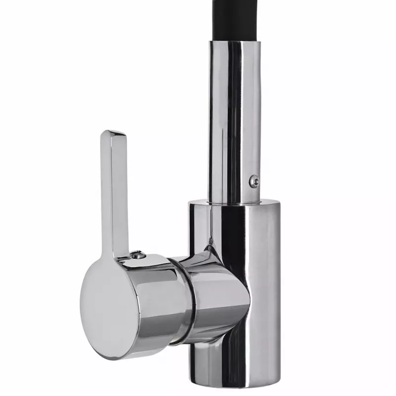 Virtuvės maišytuvas PYRAMIS 090919638 juodas chromas – vienos svirties, sukamas snapas, 23 cm siekis, 41 cm aukštis