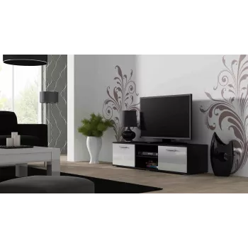 Cama TV stovas SOHO 140 juodas/baltas blizgus