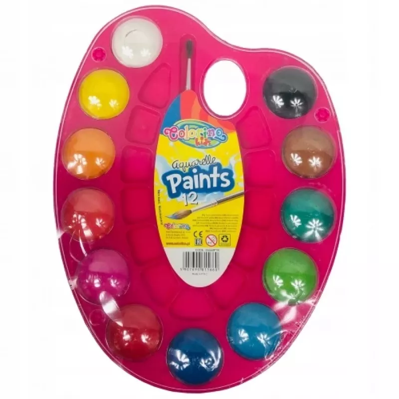 Colorino Kids vandens spalvų paletė 12 spalvų