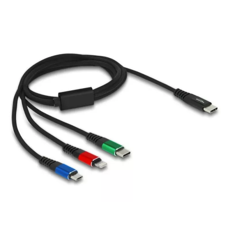 DeLOCK USB įkrovimo laidas 3 viename USB Type-C į Lightning / Micro USB 1 m