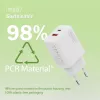 AC vidinis USB GaN įkroviklis DIGITUS DA-10301 — 30W, 1× USB-C, 1× USB-A, 100–240V, baltas
