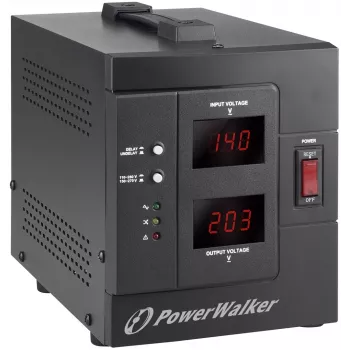 Įtampos reguliatorius PowerWalker AVR 2000 SIV FR, 2 AC lizdai, 110–280 V, juodas