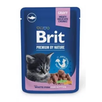 Šlapias ėdalas kačiukams Brit Premium by Nature Kitten White Fish 100 g, sachet