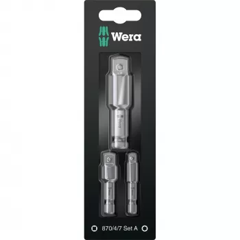 Wera 870/4/7 Set A SB – 3 veržliarakčio antgaliai su išoriniu kvadratiniu pavara