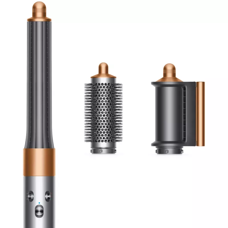 Dyson Airwrap Origin Warm Copper Nickel – daugiafunkcis formuotojas, 1300 W, 3 temperatūros/greičio nustatymai, 360° pagrindas, 2,675 m laidas