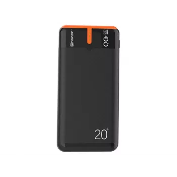 Nešiojamas įkroviklis TRACER EnerGen 20000 mAh, Power Delivery 20W, USB-C įėjimas, 2×USB-A išėjimai, 3 įrenginių palaikymas, oranžinė