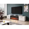 Spintelė televizoriui Cama Meble ROVA su elektriniu židiniu 190x37x48 cm balta/blizganti balta