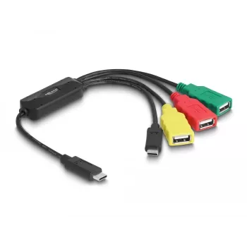DeLOCK 4 prievadų USB 2.0 kabelinis šakotuvas USB Type-C į 3 x USB-A moteriškas + 1 x USB-C vyriškas