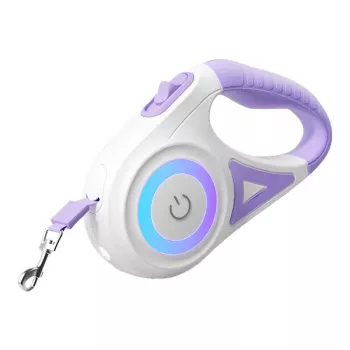 Rojeco Dog Automatic Leash LED 5 m – violetinis, automatinis pavadėlis su LED šviesa