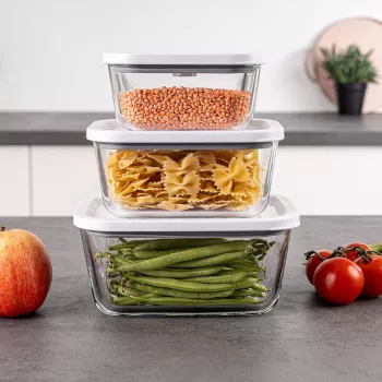 Rommelsbacher vakuuminio sandarinimo stiklinių indų rinkinys VCG 1, 3 dalių (350 ml, 670 ml, 1100 ml), permatomas