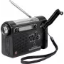 Renkforce RF-CR-200 nešiojamas radijas UKW, MW, KW, įkraunamas, su saulės baterija, rankine svirtimi, žadintuvu, žibintuvėliu, juodas (RF-4694806)