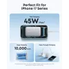 Power bank Anker A1638 10000 mAh, 45 W bendra galia, baltas, su įtaisyta ištraukiama USB-C laido
