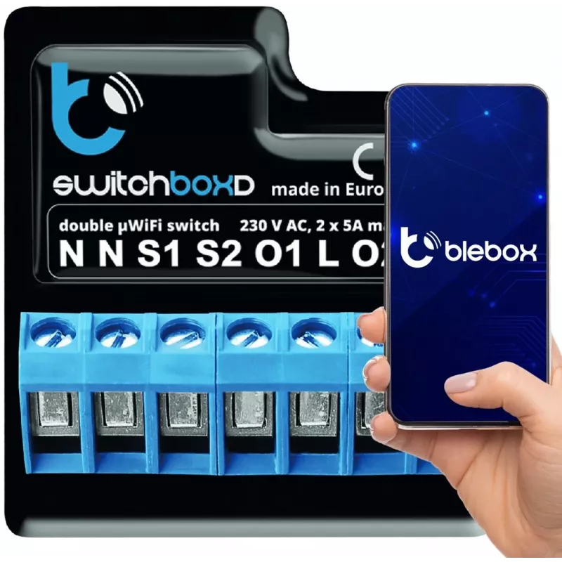 BLEBOX switchboxD – Dvigubas grandinės pertraukiklis 230V