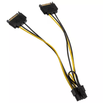2x 15 kontaktų SATA į 1x 6 kontaktų PCIe adapteris – AKASA AK-CBPW19-15