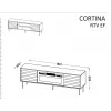 TV spintelė cama meble CORTINA EF 180×40×60 cm, juoda, medžio drožlių plokštės viršus, juodas rėmas