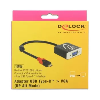 Adapteris vaizdo kabeliui DeLOCK 62994 USB Type-C į VGA 0,2 m juodas