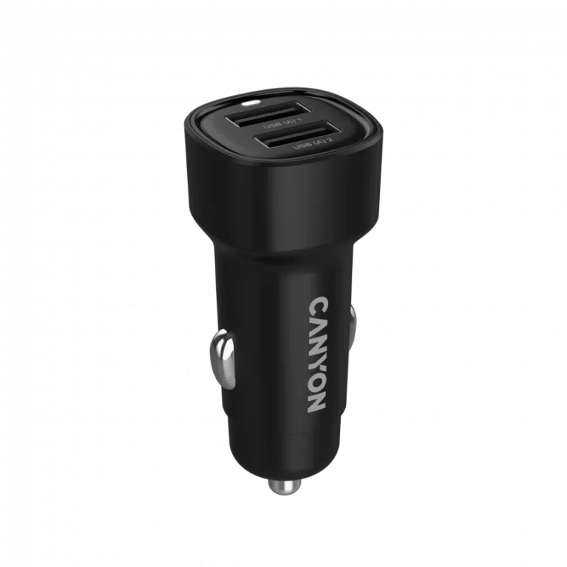 CANYON automobilinis įkroviklis OnDrive 24 24W 2xUSB-A juodas