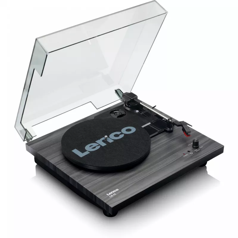 Puskilpa automatinis vinilo grotuvas Lenco LS-10 Juodas su įmontuotais garsiakalbiais, 33/45 aps/min, RCA išėjimas, ausinių lizdas