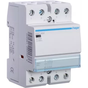 Hager ESC464. Kontakt Strombelastbarkeit: 63 A, Kabelquerschnitt: 4/16 mm², Temperaturbereich in Betrieb: -10 - 50 °C. AC Eingangsspannung: 230 V, AC 