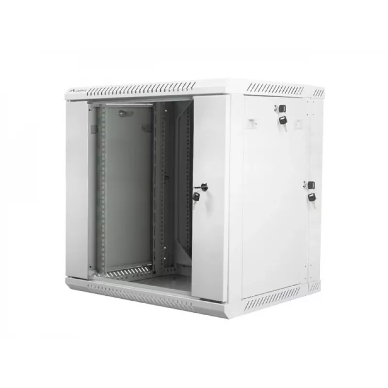 Dviejų sekcijų sieninis 19 inch 12U 600x600 pilkas LANBERG spintos korpusas (plokščioje pakuotėje)