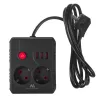 Maclean MCE387 B ilgintuvas su 2 kištukiniais lizdais ir 3 USB A prievadais, 1,5 m laidas, 2500 W