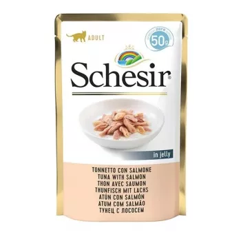 SCHESIR in jelly Tuna su lašiša - šlapias ėdalas katėms - 50 g